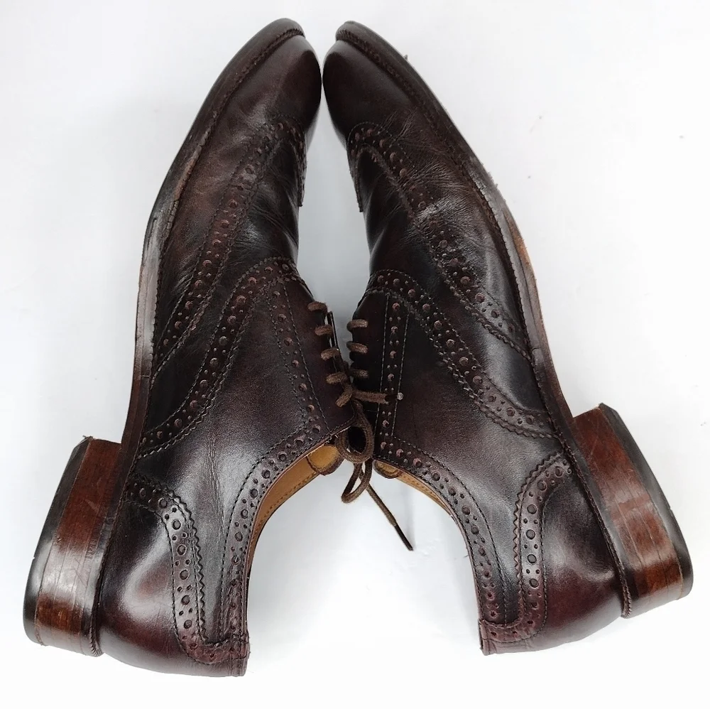 Cole Haan Men's Brown Leather Lace Up Wingtip Dress Oxfords Shoes Size 8M
